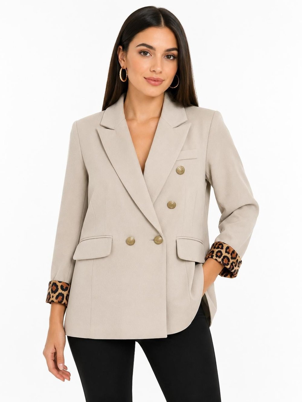 Leopar astarlı ceket