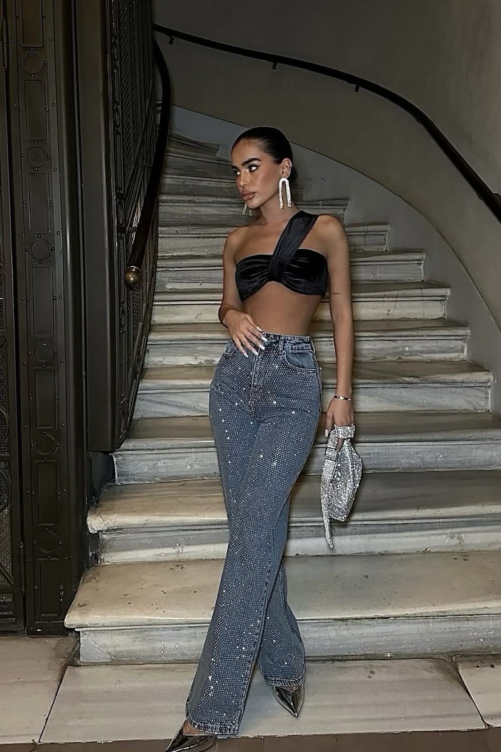 Taşlı Denim Pantolon