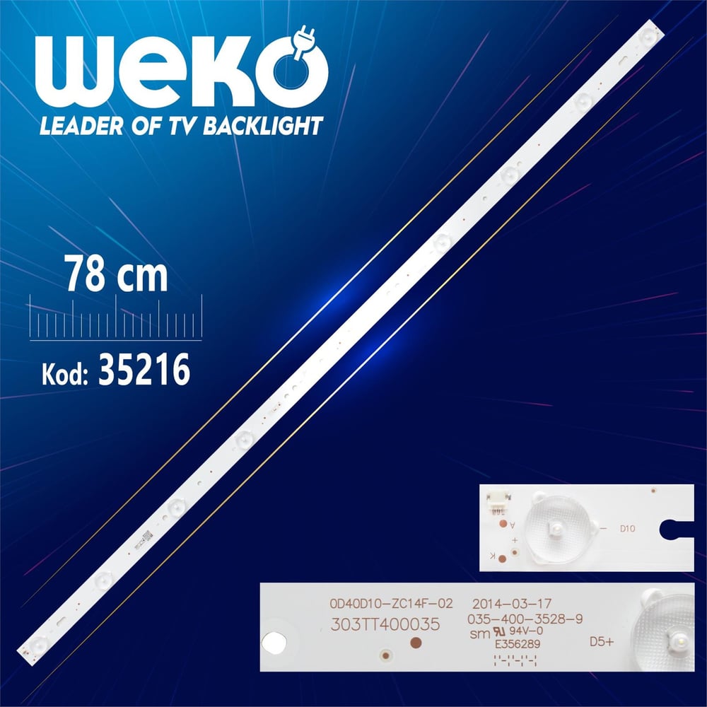 Weko 0D40D10-ZC14F-02 - 303TT400035 - 78 Cm 10 Ledli - WK-456 Led Tv Bar - Tv Led Bar
