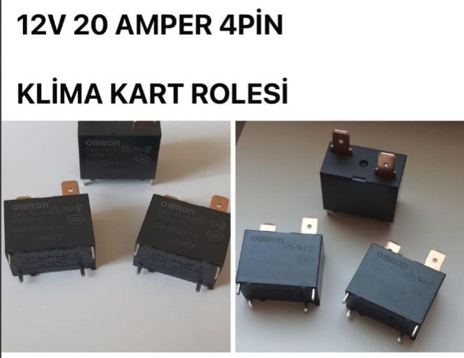 12 VOLT 20 AMPER 4 PİN KLİMA KART ROLESİ
