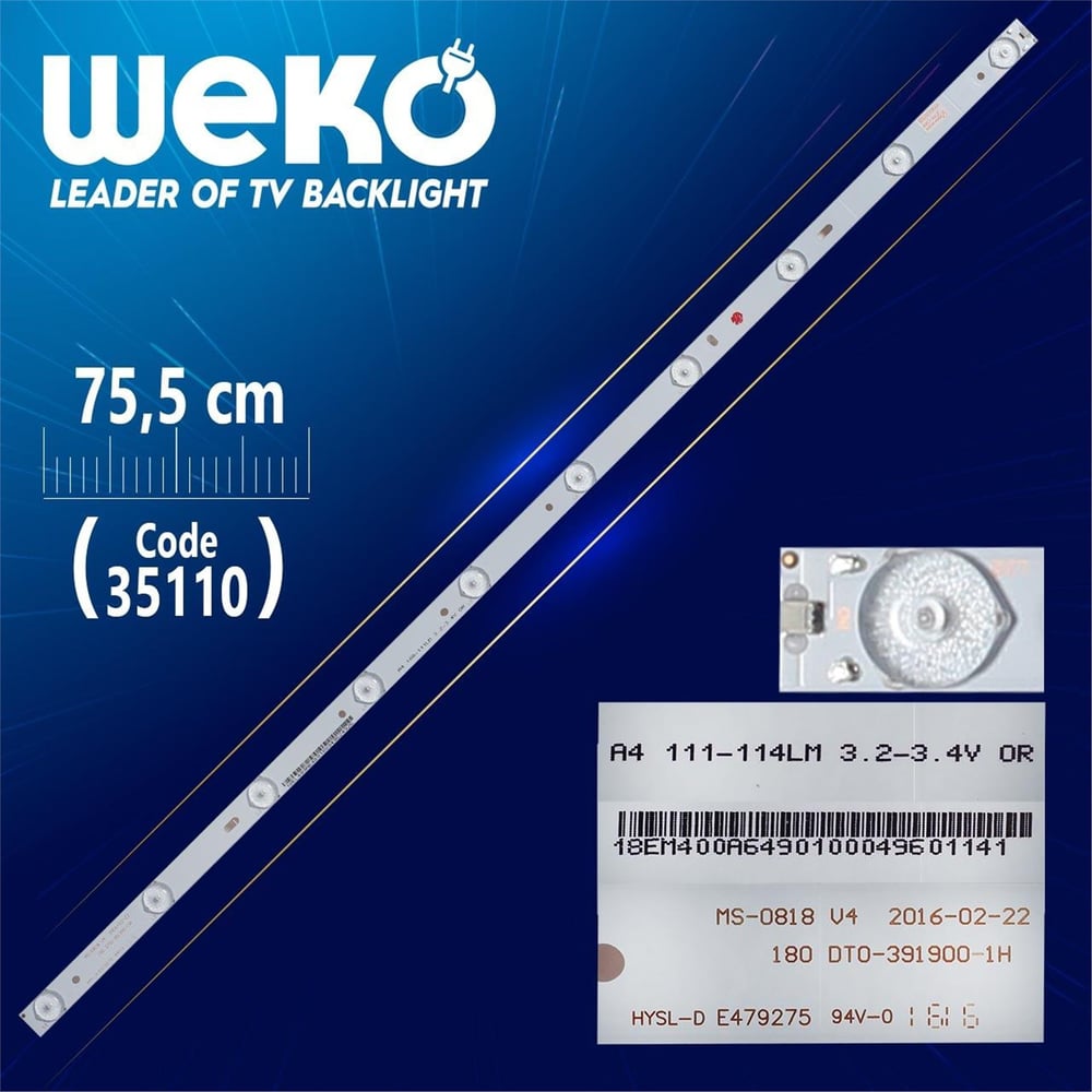 Weko 180 DT0-391900-1H - MS-0818 V4 - 75.5 Cm 10 Ledli - WK-471 Led Tv Bar - Tv Led Bar