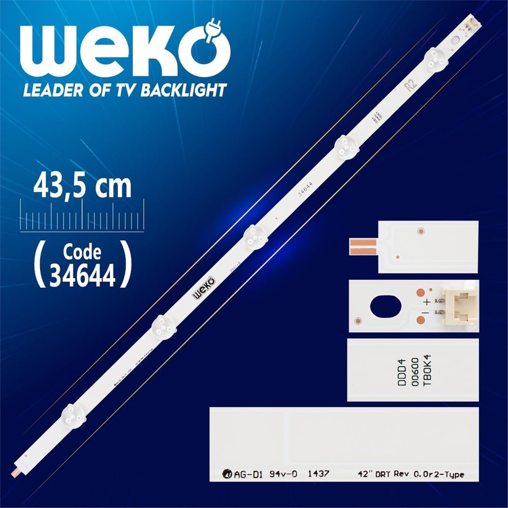 Weko 42 Row2.1 Rev1.0 2 R2-Type - 43,5 Cm 5 Ledli - (Wk-079) - Axen Led Bar