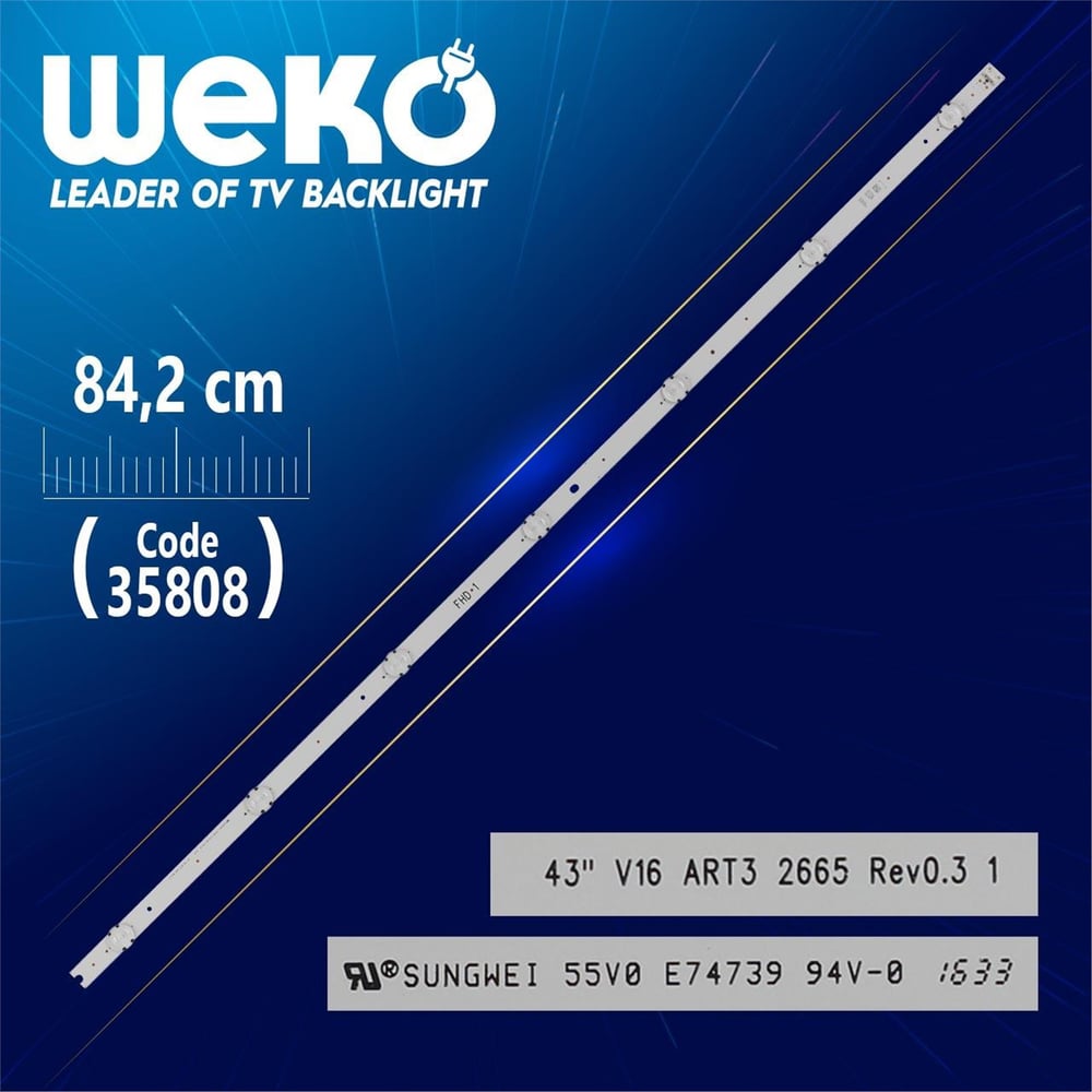 Weko 43'' V16 ART3 2665 REV0.3 1 - 6916L 2665A - 84.2 Cm 7 Ledli - (WK-1272) Tv Led Bar - Tv Led Bar