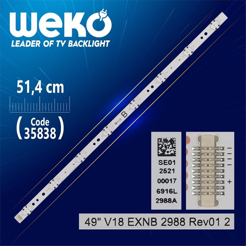 Weko 49'' V18 EXNB 2988 REV01 2 -B- (51.4 Cm) - 8 Ledli - (WK-1300) - Tv Led Bar - Tv Led Bar