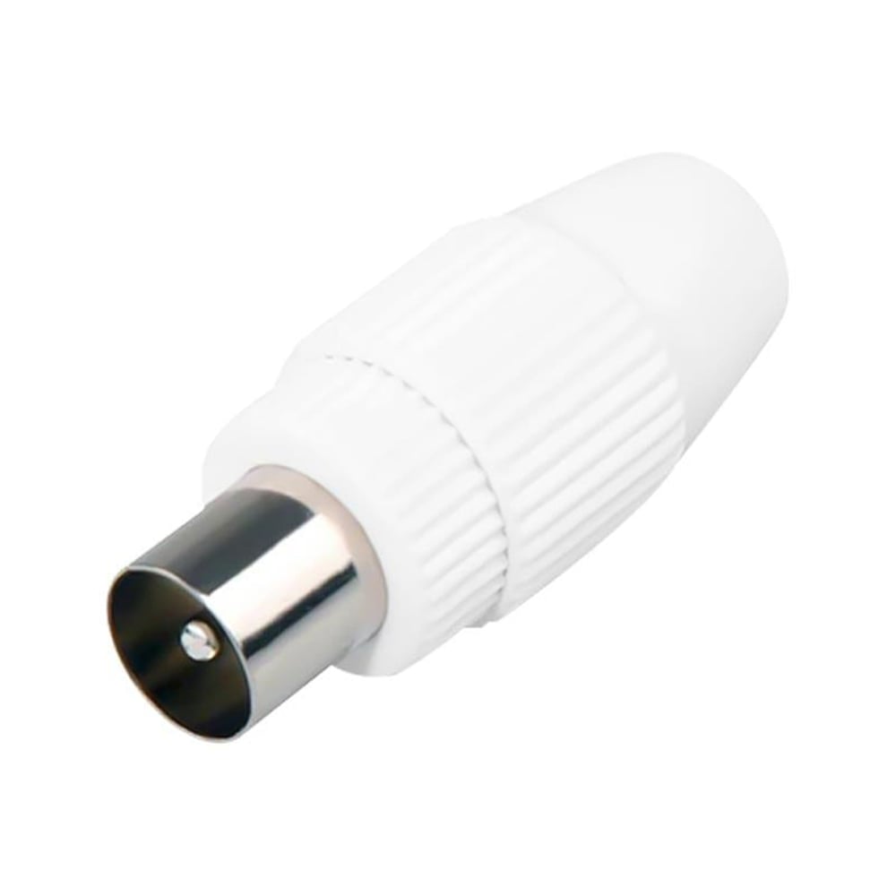 Powermaster 60 Ohm Anten Tv Fi̇şi̇ İthal Erkek Beyaz Düz Ti̇p (100 Adet) - Fiş - Jack - Şase - Buton - Konnektör