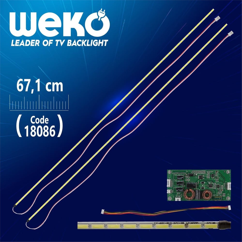 Weko 60'' Universal E-LED 81 Ledli (7020) 671Mm 360-450  Ma 81-84 Volt Çift Led - Sürücü - Kablo Takım Tv Led Bar - Universal Ledler