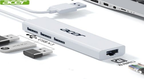 ACER A401-BS 3 PORT USB + RJ45 ETHERNET GİRİŞLİ USB 2.0 HUB ÇOKLAYICI DÖNÜŞTÜRÜCÜ
