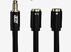 ACER D0650W-0.2 20 CM MİKROFON DESTEKLİ  3.5MM 1 ERKEK 2 DİŞİ JACK ÇOKLAYICI