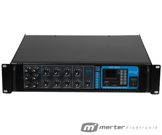 DENOX DXP-350U 350 W 100V/70V/4-16 OHM USB/SD 6 BÖLGELİ 3 MİK GİRİŞLİ TRAFOLU MIXER ANFİ