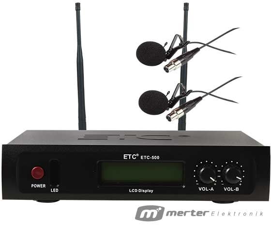 ETC-500 UHF 2 YAKA KABLOSUZ TELSİZ MİKROFON