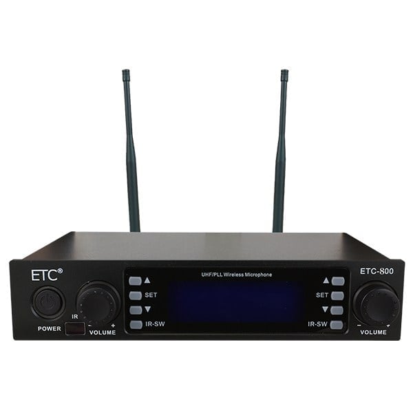 ETC-800 UHF 2 YAKA ÇİFT TÜNERLİ KABLOSUZ TELSİZ MİKROFON