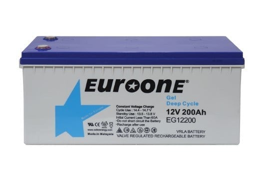 EUROONE EG12200 12 VOLT - 200 AMPER DEEP CYCLE JEL AKÜ (522 X 240 X 218 MM)