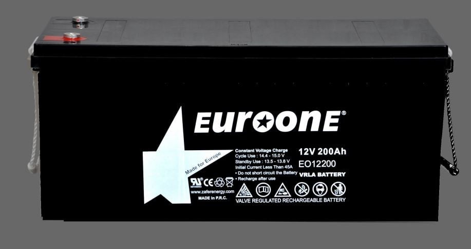 EUROONE EO12200 12 VOLT - 200 AMPER AGM KURU TİP KARBON AKÜ (522 X 240 X 218 MM)