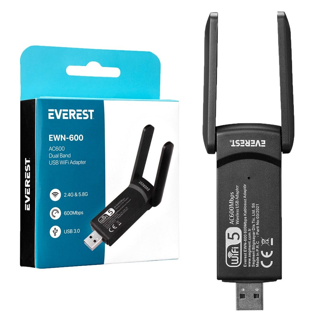 EVEREST EWN-600 600 MBPS 1T1R 2.4GHZ/5GHZ WİFİ USB KABLOSUZ ADAPTÖR