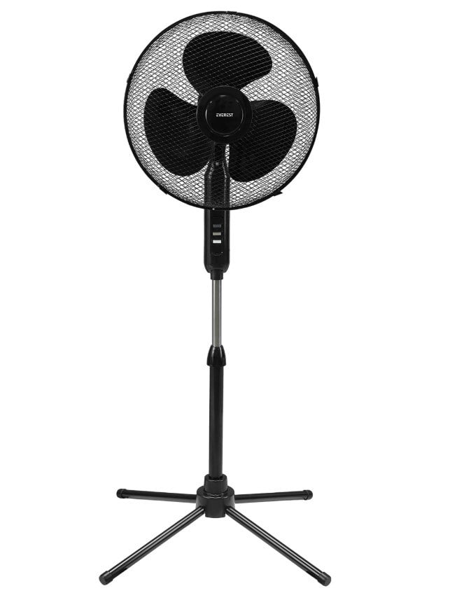 EVEREST FAN10 ECOWIND SİYAH 16 INCH MAKS 45 WATT 3 KADEMELİ 1100RPM METAL YILDIZ AYAK 3 BIÇAKLI VANTİLATÖR