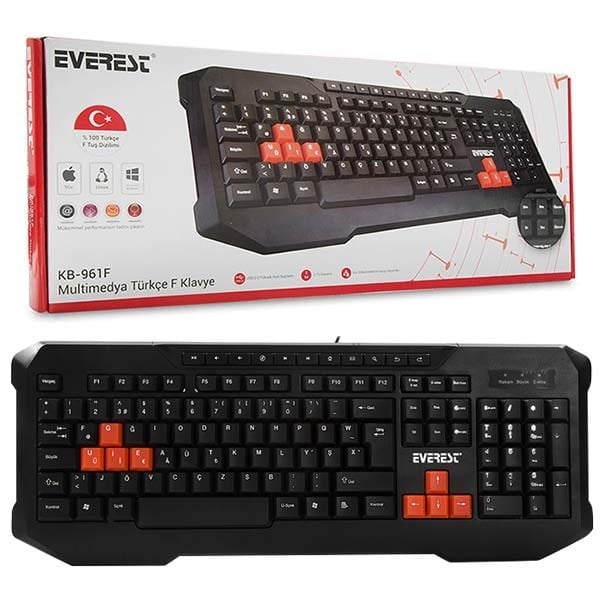 EVEREST KB-961F SİYAH USB TÜRKÇE TUŞLU MULTİMEDYA F KLAVYE