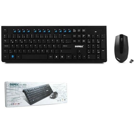 EVEREST KM-4100 SİYAH KABLOSUZ KLAVYE+MOUSE SET