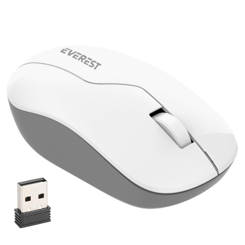 EVEREST SMW-973 USB BEYAZ/GRİ 2.4GHZ 1200DPI KABLOSUZ OPTİK MOUSE 5 METRE MENZİL (2XAAA DAHİL DEĞİLDİR)