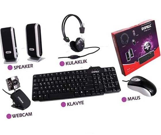 EVEREST UN-555 COMBO SET (KLAVYE - MOUSE - SPEAKER - HOPARLÖR - WEBCAM - KULAKLIK)