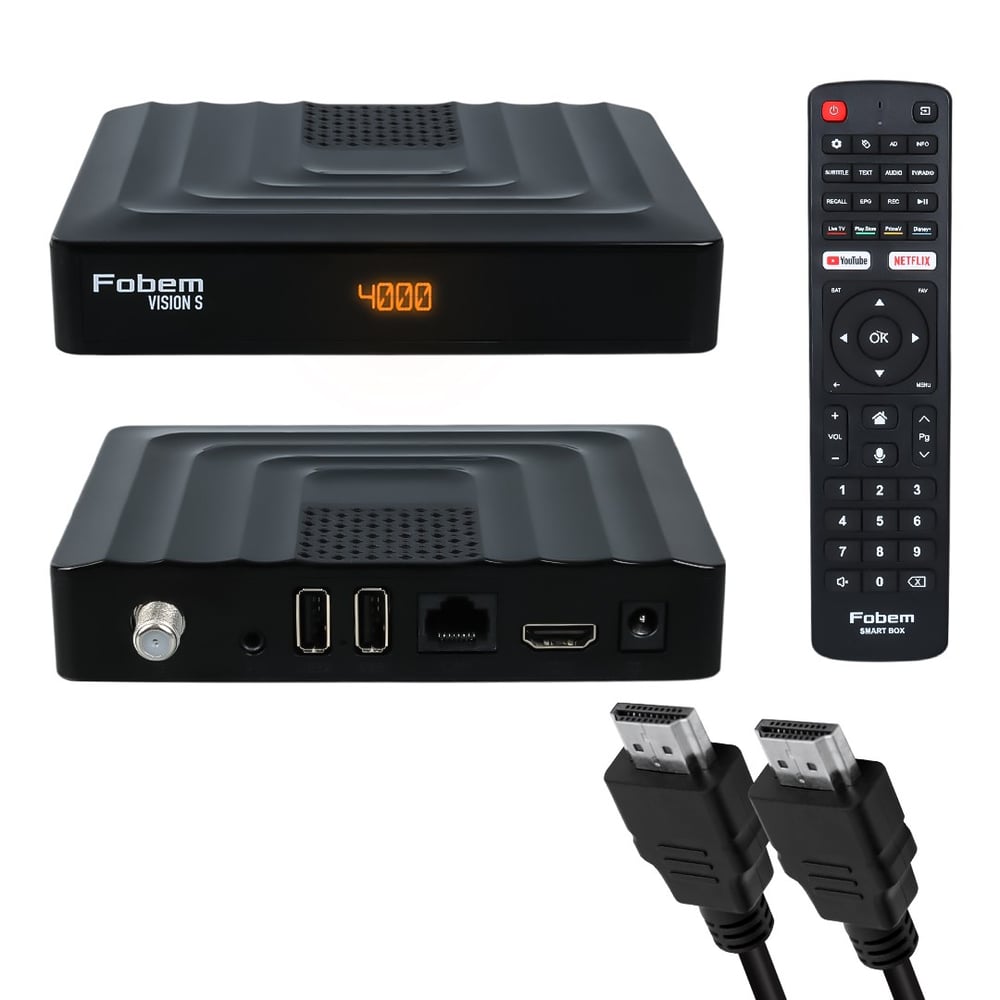 FOBEM VISION S HİBRİT 4GB RAM 32GB HDD 1.5GHZ SES KOMUTLU UYDU ALICILI ANDROID 14 TV BOX (TUNERLİ)