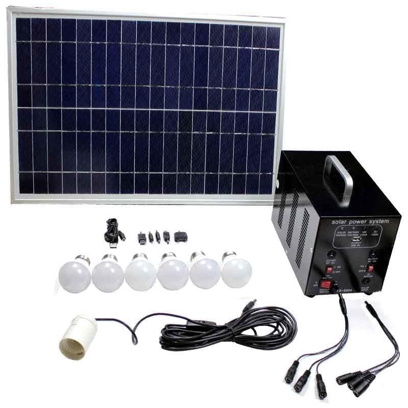 Fs-S904 6 Lambalı-5 Telefon Adaptörlü 20 Watt Güneş Paneli Seti (Paneli Ayrı Hazırlarken Dikkat)