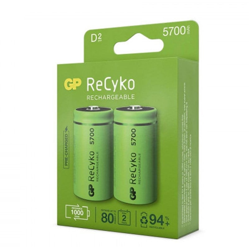 GP 1.2 VOLT - 5700 MAH NI-MH BÜYÜK D BOY ŞARJLI PİL 2'LI PAKET (120570DHCB-C2)