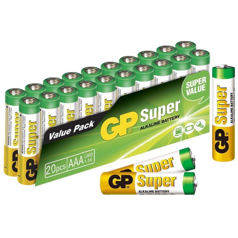 GP 24A-2VS20 AAA/LR03 SUPER ALKALİN AAA İNCE KALEM PİL (20'Lİ PAKET)
