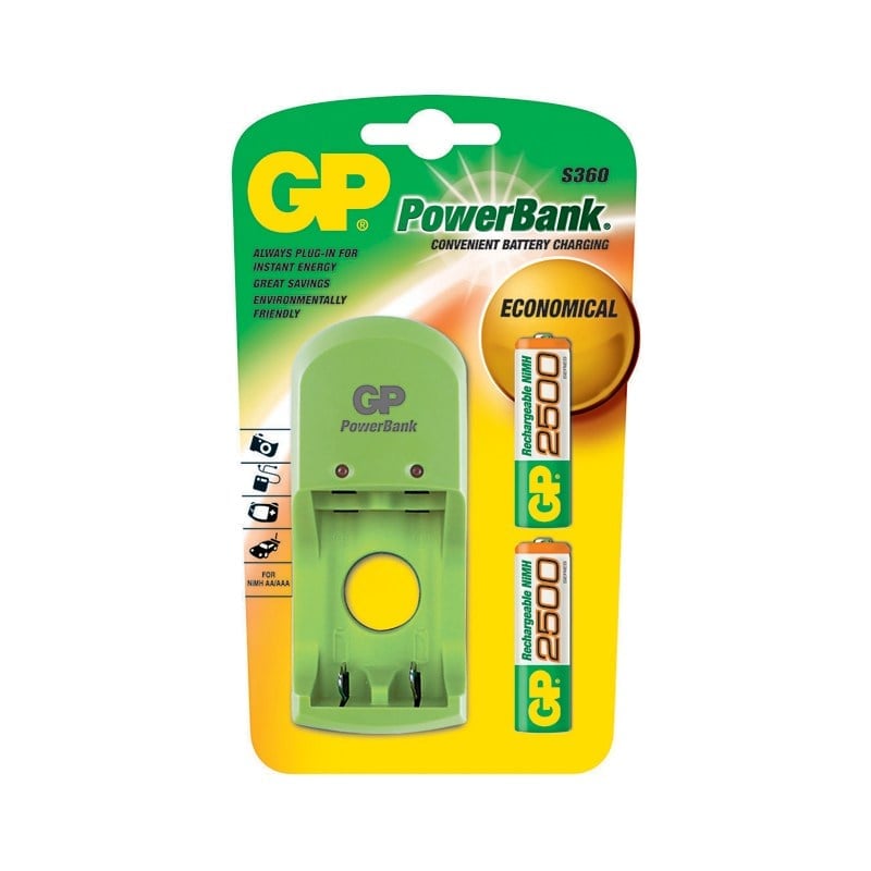 GP S360 AA 2'Lİ PİL ŞARJ CİHAZI+2X2100 AA ŞARJLI PİL