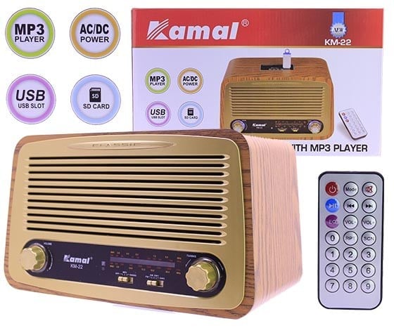 KAMAL KM-22 NOSTALJİK MODEL USB/SD/FM/BLUETOOTH DESTEKLİ MP3 ÇALAR RADYO