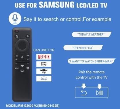 KL HUAYU RM-G2600 V2 SAMSUNG NETFLIX-PRIME VIDEO-DISNEY PLUS TUŞLU SES KOMUTLU LCD-LED TV KUMANDA