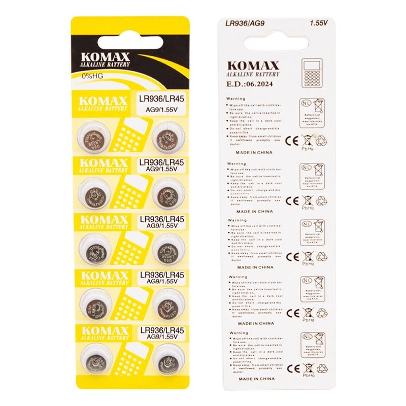 KOMAX AG-9 ALKALİN LR936/394A DÜĞME PİL (10'LU PAKET)