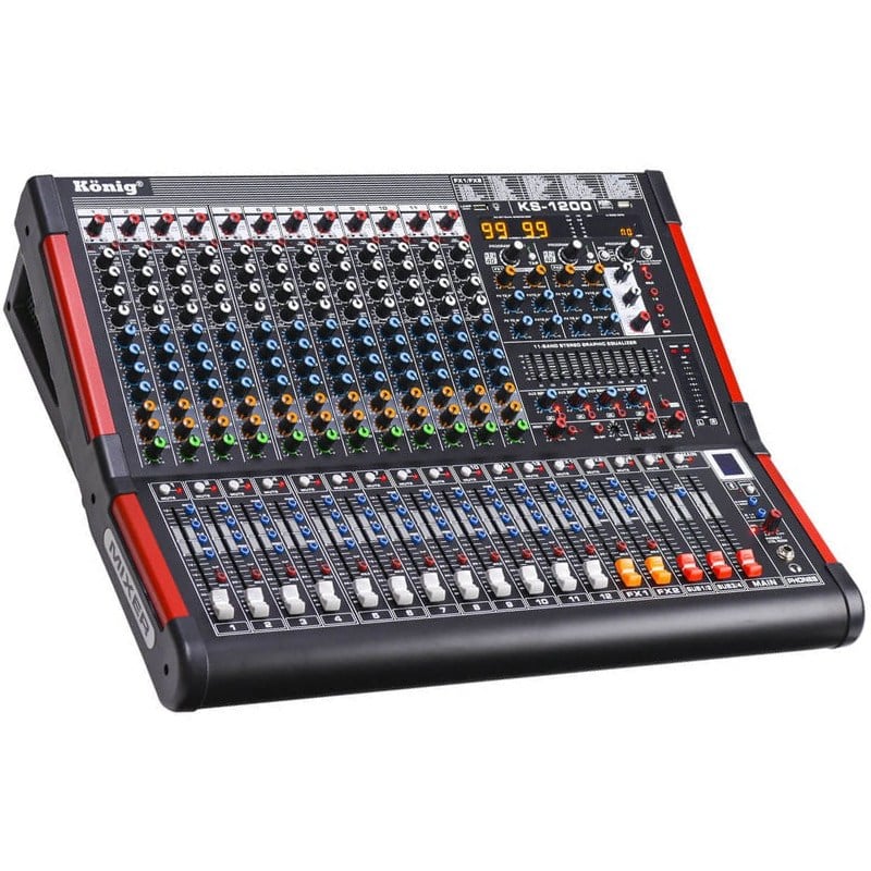 KÖNİG KS-1200 12 KANAL 6 AUX USB/SD/BLUETOOTH DESTEKLİ ÇİFT EFFECT DECK MIXER