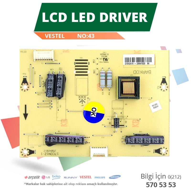 LCD LED DRIVER VESTEL (17CON12-1,23042474) (LC470EUF RE P1) (NO:43)