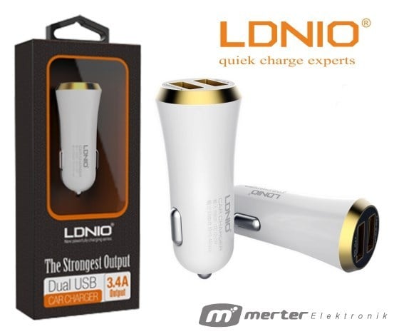 LDNIO DL-C27 2 PORT 5 VOLT 3.4 AMPER YEŞİL ÇAKMAK ARAÇ ŞARJI USB
