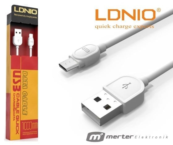 LDNIO LS-14 SAMSUNG MICRO USB ŞARJ VE BEYAZ DATA KABLOSU