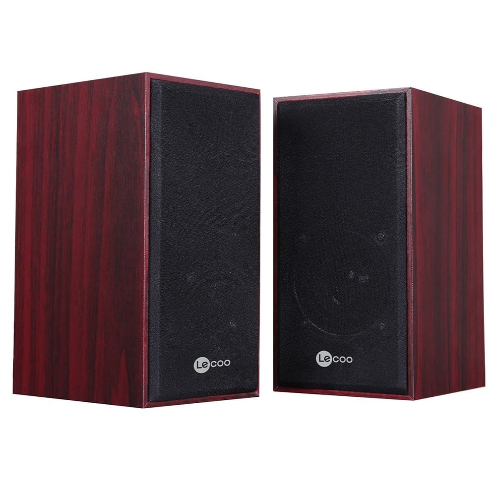LENOVO LECOO DS105 KABLOLU USB + 3.5MM JACK GİRİŞLİ 6W STEREO KIRMIZI AHŞAP 1+1 SPEAKER HOPARLÖR