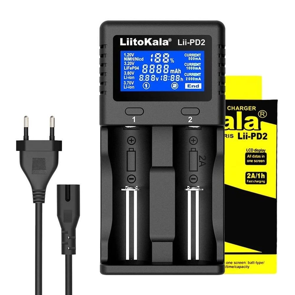 LIITOKALA LII-PD2 UNİVERSAL AA/AAA/18650/14500/123A AKILLI İKİLİ PİL ŞARJ CİHAZI ALETİ