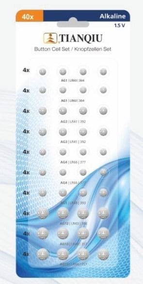 MAG BATTERIES LR621X8 - LR41X8 - LR626X8 - LR754X4 - LR43X4 - LR44X8 KARIŞIK PİL PAKETİ (40'LI KARIŞIK PAKET)