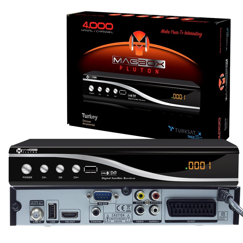 MAGBOX PLUTON TKGS'Lİ  KASALI FULL HD UYDU ALICISI (SCART+HD+RCA)