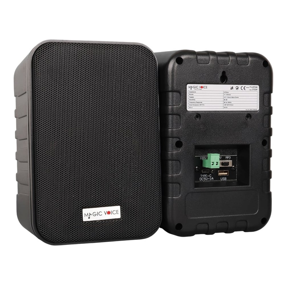 MAGICVOICE F-LHY4A 10 CM 4'' 10 W (MAX:150W) SİYAH ÇİFTLİ USB'Lİ TRAFOLU SÜTUN HOPARLÖR (2'Lİ TAKIM)
