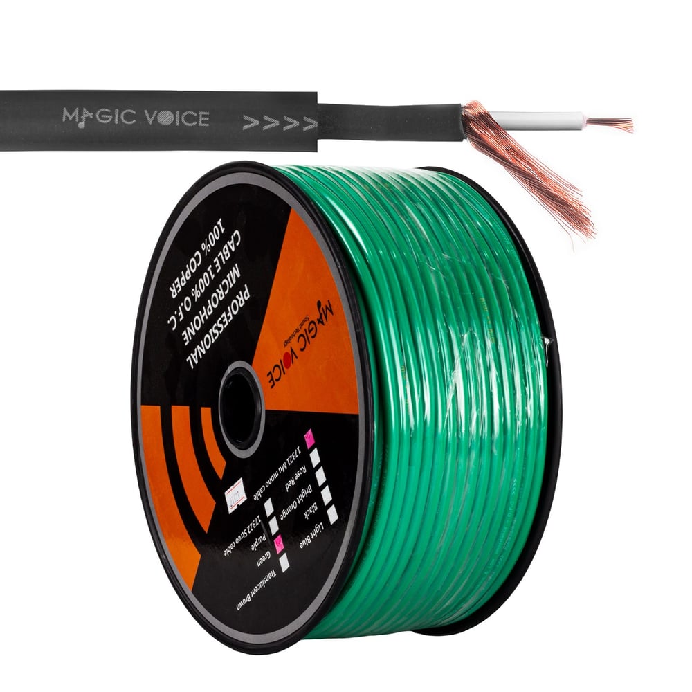 MAGICVOICE MİKROFON KABLOSU MONO 1.KALİTE BAKIR (CU) 100 METRE YEŞİL