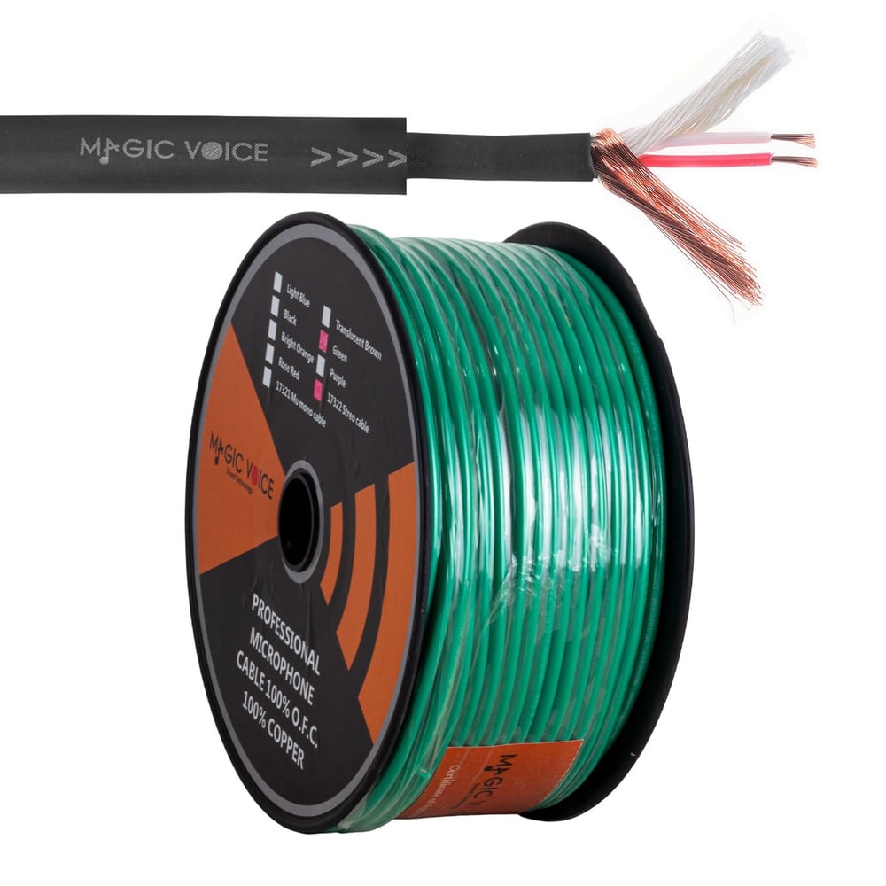 MAGICVOICE MİKROFON KABLOSU STEREO 1.KALİTE 92 METRE YEŞİL