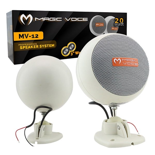 MAGICVOICE MV-12 7.5 CM 20 WATT 2'Lİ TAKIM BEYAZ TRAFOSUZ SÜTUN SARKIK HOPARLÖR