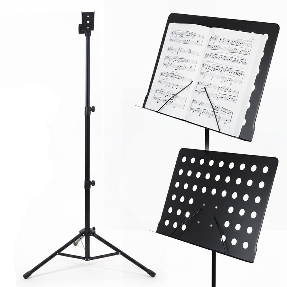 MAGİCVOİCE MV-19498 KATLANABİLİR TRİPOD NOTA SEHPASI PERFORE STANDI KONSER ORKESTRA TİPİ YÜKSEKLİK AYARLI (50-150CM)