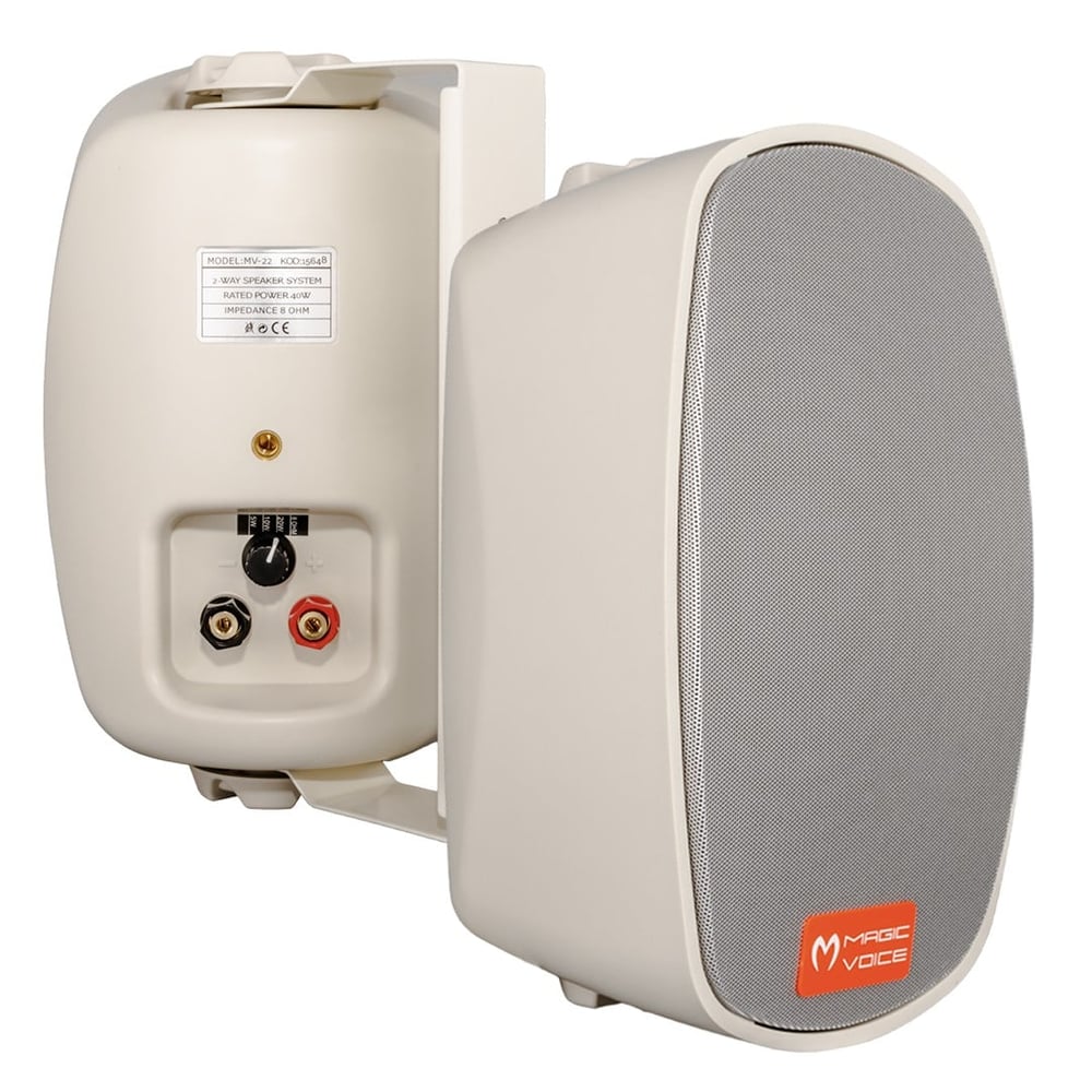 MAGICVOICE MV-22 12 CM 40 WATT 2'Lİ TAKIM BEYAZ TRAFOLU SÜTUN HOPARLÖR