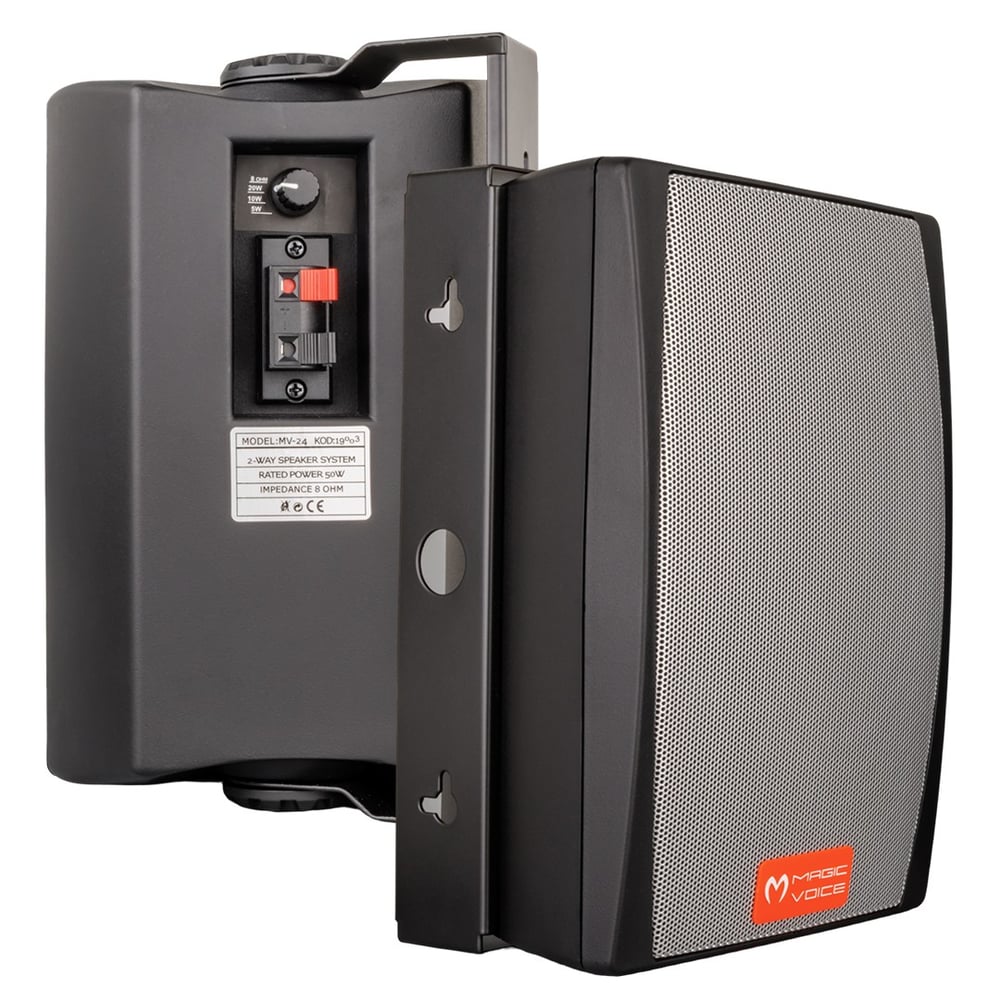 MAGICVOICE MV-24 13 CM 50 WATT 2'Lİ TAKIM SİYAH TRAFOLU SÜTUN HOPARLÖR