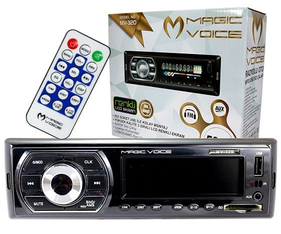 MAGICVOICE MV-320 ISO SOKETLİ USB/SD/FM MEKANİKSİZ OTO TEYP 4X50 WATT