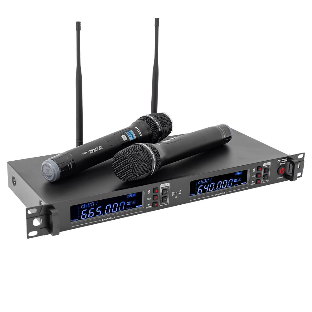 MAGICVOICE MV-5100 2 EL TİPİ MİKROFONLU 100+100 KANAL ANTENLİ UHF-PLL KABLOSUZ TELSİZ MİKROFON
