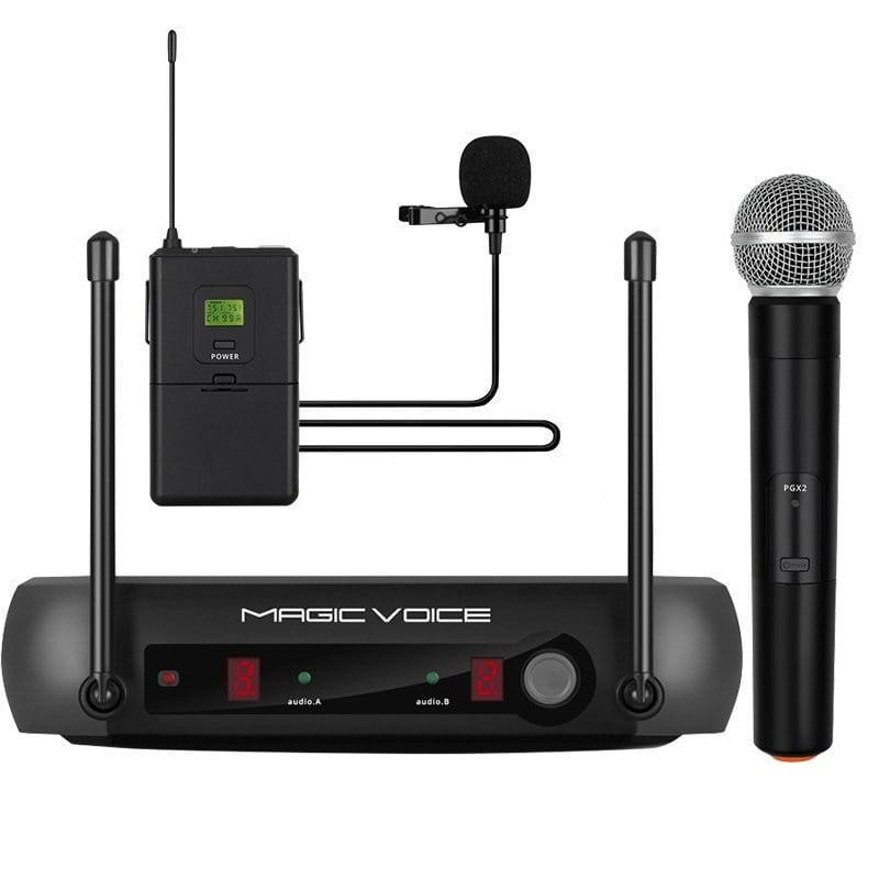 MAGICVOICE MV-920YE VHF 1 EL + 1 YAKA TELSİZ MİKROFON (VOLUME KONTROLLÜ)