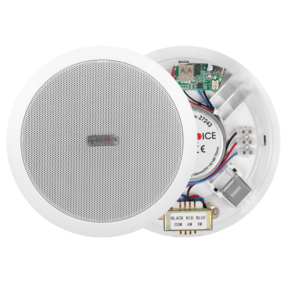 MAGICVOICE TPI-351 16 CM 6'' 6 WATT BEYAZ TEKLİ USB'Lİ TRAFOLU ALÇIPAN HOPARLÖR